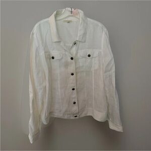 NEW Eileen Fisher Organic Linen Button Front Jacket Womens White~Lightweight~XL